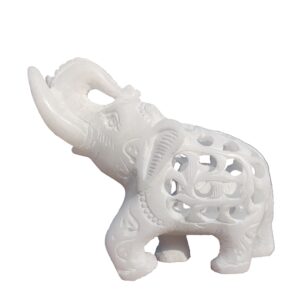 White Handcrafted Marble Elephant Statuette